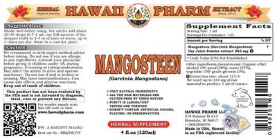 Photo of the Hawaii Pharm Mangosteen label