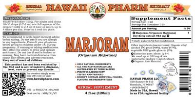 Photo of the Hawaii Pharm Marjoram label