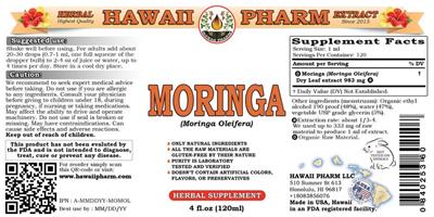 Photo of the Hawaii Pharm Moringa label