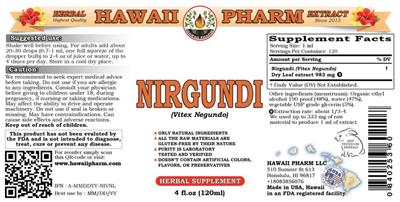 Photo of the Hawaii Pharm Nirgundi label