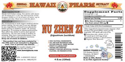 Photo of the Hawaii Pharm Nu Zhen Zi label