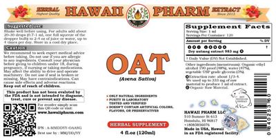 Photo of the Hawaii Pharm Oat label