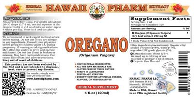 Photo of the Hawaii Pharm Oregano label
