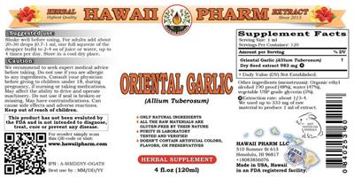 Photo of the Hawaii Pharm Oriental Garlic label