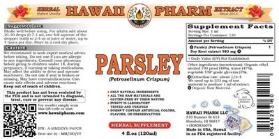 Photo of the Hawaii Pharm Parsley label