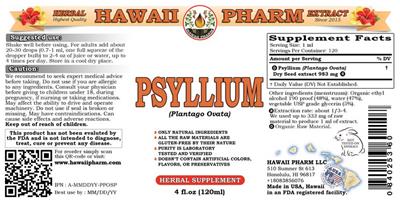 Photo of the Hawaii Pharm Psyllium (Plantago ovata) label