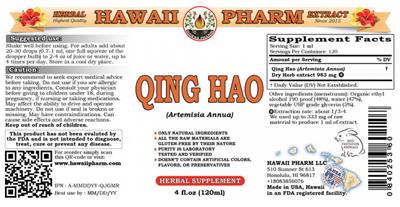 Photo of the Hawaii Pharm Qing Hao label