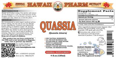 Photo of the Hawaii Pharm Quassia label