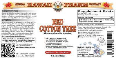Photo of the Hawaii Pharm Red Cotton Tree label