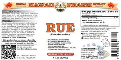 Photo of the Hawaii Pharm Rue label