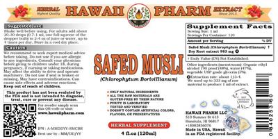Photo of the Hawaii Pharm Safed Musli label