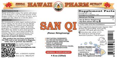Photo of the Hawaii Pharm San Qi label