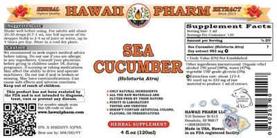 Photo of the Hawaii Pharm Sea Cucumber (Holoturia atra) label