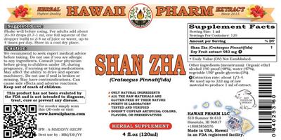 Photo of the Hawaii Pharm Shan Zha label