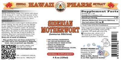 Photo of the Hawaii Pharm Siberian Motherwort label