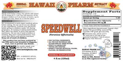 Photo of the Hawaii Pharm Speedwell label
