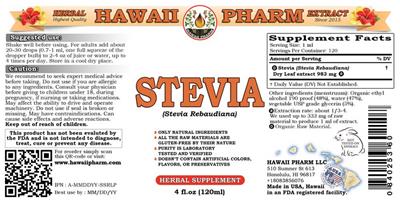 Photo of the Hawaii Pharm Stevia label