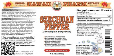 Photo of the Hawaii Pharm Szechuan Pepper label