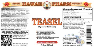 Photo of the Hawaii Pharm Teasel label