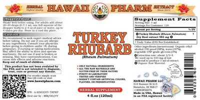 Photo of the Hawaii Pharm Turkey Rhubarb label