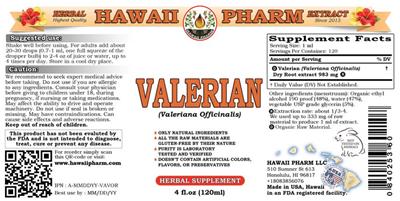 Photo of the Hawaii Pharm Valerian label