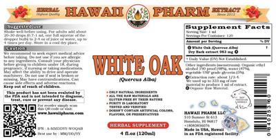 Photo of the Hawaii Pharm White Oak label