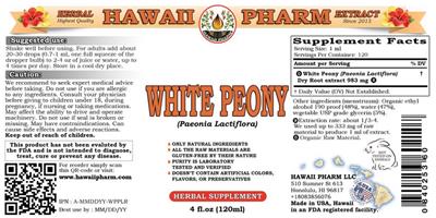 Photo of the Hawaii Pharm White Peony label