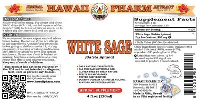 Photo of the Hawaii Pharm White Sage label