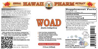 Photo of the Hawaii Pharm Woad label