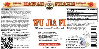 Photo of the Hawaii Pharm Wu Jia Pi label
