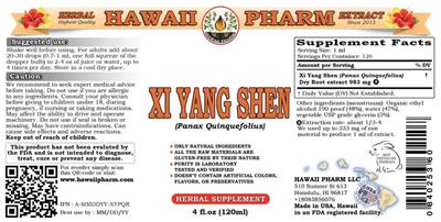 Photo of the Hawaii Pharm Xi Yang Shen label