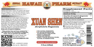 Photo of the Hawaii Pharm Xuan Shen label
