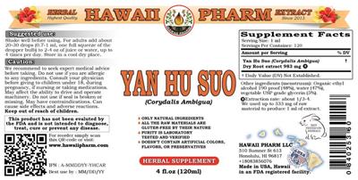 Photo of the Hawaii Pharm Yan Hu Suo label