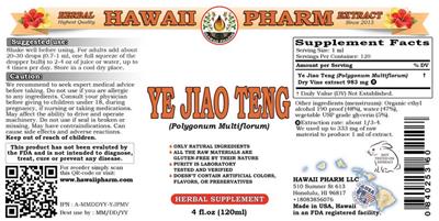 Photo of the Hawaii Pharm Ye Jiao Teng label