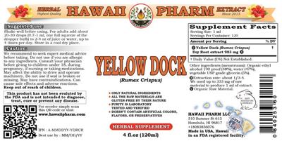 Photo of the Hawaii Pharm Yellow Dock label