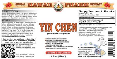 Photo of the Hawaii Pharm Yin Chen label