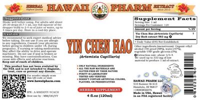 Photo of the Hawaii Pharm Yin Chen Hao label