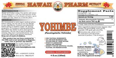 Photo of the Hawaii Pharm Yohimbe label