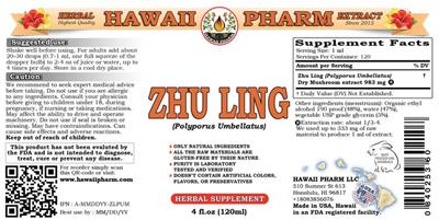 Photo of the Hawaii Pharm Zhu Ling label
