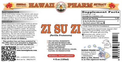 Photo of the Hawaii Pharm Zi Su Zi label