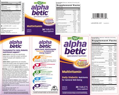 Photo of the Nature's Way Alpha Betic Multivitamin label