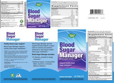 Photo of the Nature's Way Blood Sugar Manager label