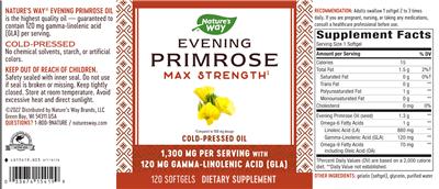 Photo of the Nature's Way Evening Primrose Max Strength label