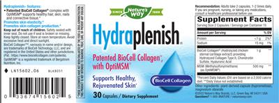 Photo of the Nature's Way Hydraplenish label