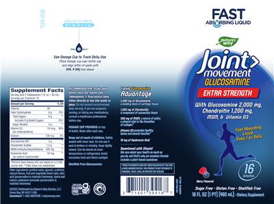 Photo of the Nature's Way Joint Movement Glucosamine Extra Strength Berry Flavored label