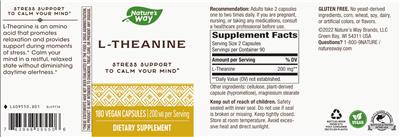 Photo of the Nature's Way L-Theanine 200 mg label