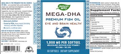 Photo of the Nature's Way Mega-DHA label