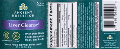 Photo of the Ancient Nutrition Liver Cleanse label