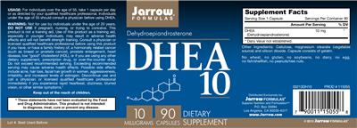 Photo of the Jarrow Formulas DHEA 10 mg label