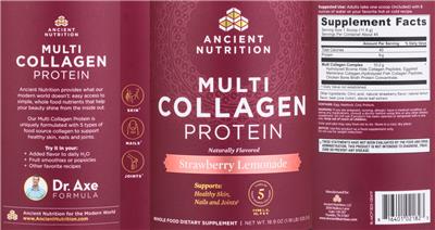 Photo of the Ancient Nutrition Multi Collagen Protein Strawberry Lemonade label